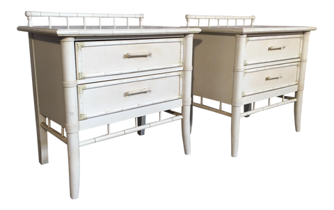 Pair of Faux Bamboo Nightstands by Thomasville