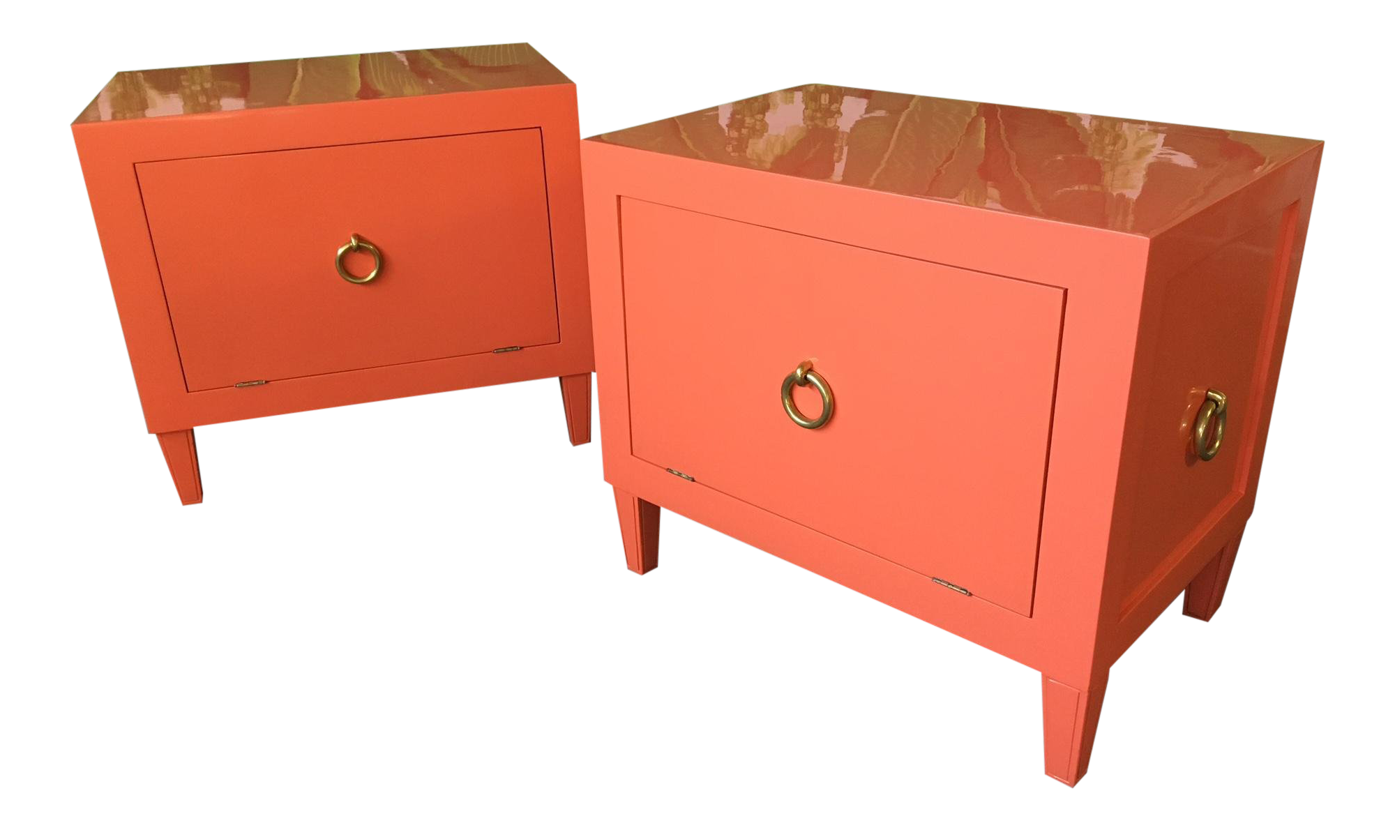 Pair of Hollywood Regency Lacquered Nightstands