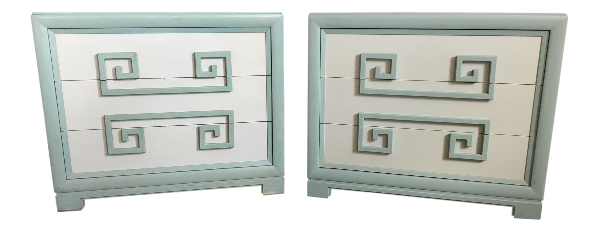 Pair of Kittinger Greek Key Three-Drawer Dressers
