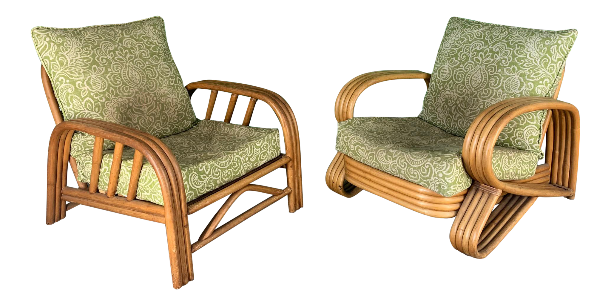 Pair of Rattan Paul Frankl Style Lounge Chairs