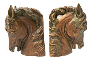Pair of Sculptural Bronze Horse Head Bookends