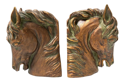 Pair of Sculptural Bronze Horse Head Bookends