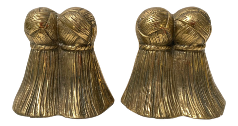 Pair of Solid Brass Tassel Bookends
