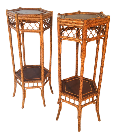 Pair of Spotted Bamboo Plant Stands