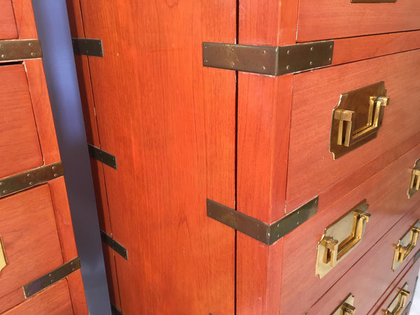 Pair of Vintage Rosewood Campaign Dressers by George Zee & Co.