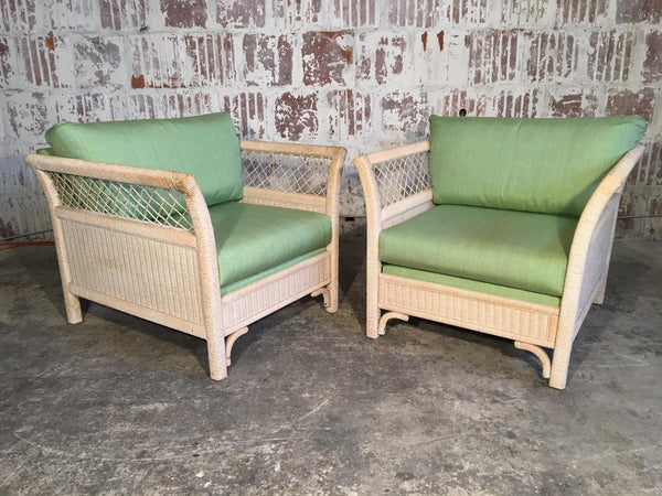 Wicker Tuxedo Chairs by Henry Link for Lexington