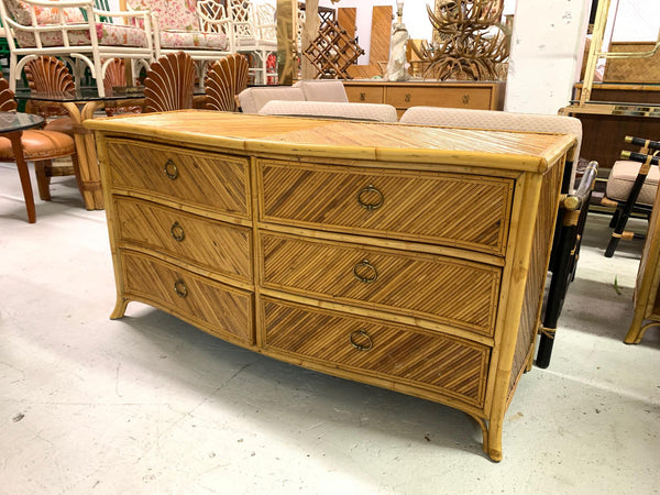 Pencil Reed Rattan Dresser in the Manner of Gabriella Crespi front view