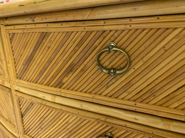 Pencil Reed Rattan Dresser in the Manner of Gabriella Crespi close up