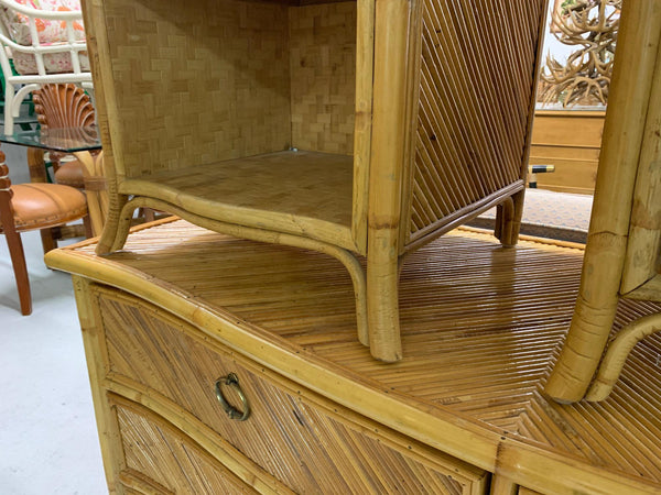 Pencil Reed Rattan Nightstands in the Manner of Gabriella Crespi
