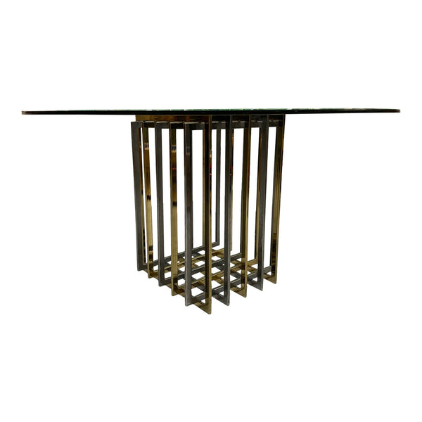 Pierre Cardin Chrome and Brass Brutalist Cube Dining Table