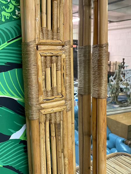 Rattan and Bamboo Wall Mirror Shelf