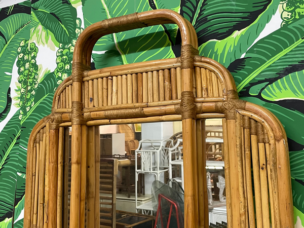 Rattan and Bamboo Wall Mirror Shelf side view