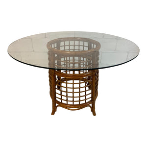 Rattan and Brass Dining Table