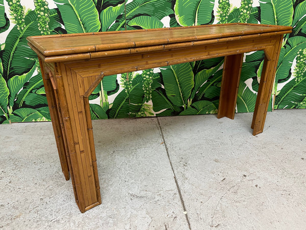 Rattan and Faux Bamboo Console Table