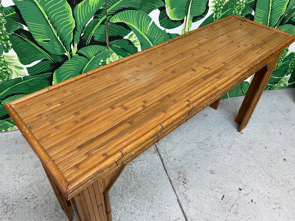 Rattan and Faux Bamboo Console Table