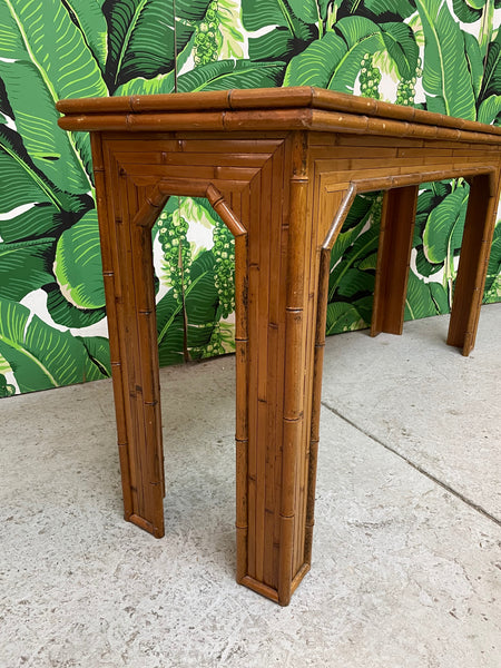 Rattan and Faux Bamboo Console Table