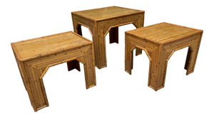 Rattan and Faux Bamboo End Tables, Set of Three