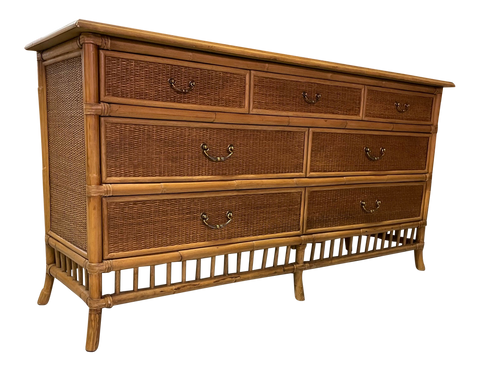 Rattan and Wicker 7-Drawer Dresser