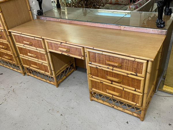Rattan and Wicker Dresser / Desk / Vanity top view