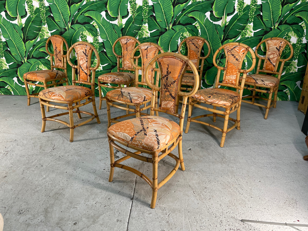 Rattan Bentwood Dining Chairs by Henry Olko, Set of 8 front view