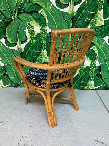 Rattan Bentwood Pretzel Style Club Chairs, a Pair rear view