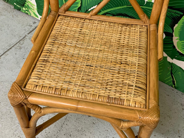 Rattan Chinese Chippendale Dining Chairs, Set of 6 top view