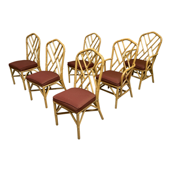 Rattan Chinoiserie Style Dining Chairs