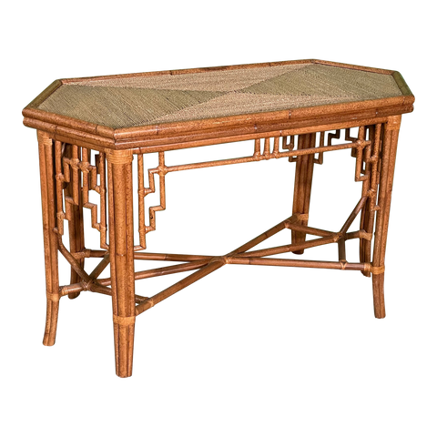 Rattan Chinoiserie Fretwork Dining Table Base or Console