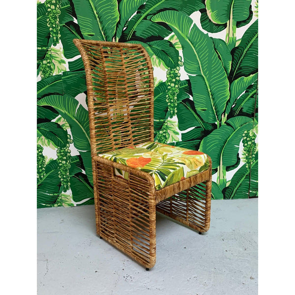 Rattan Jute Rope Wrapped Dining Chairs