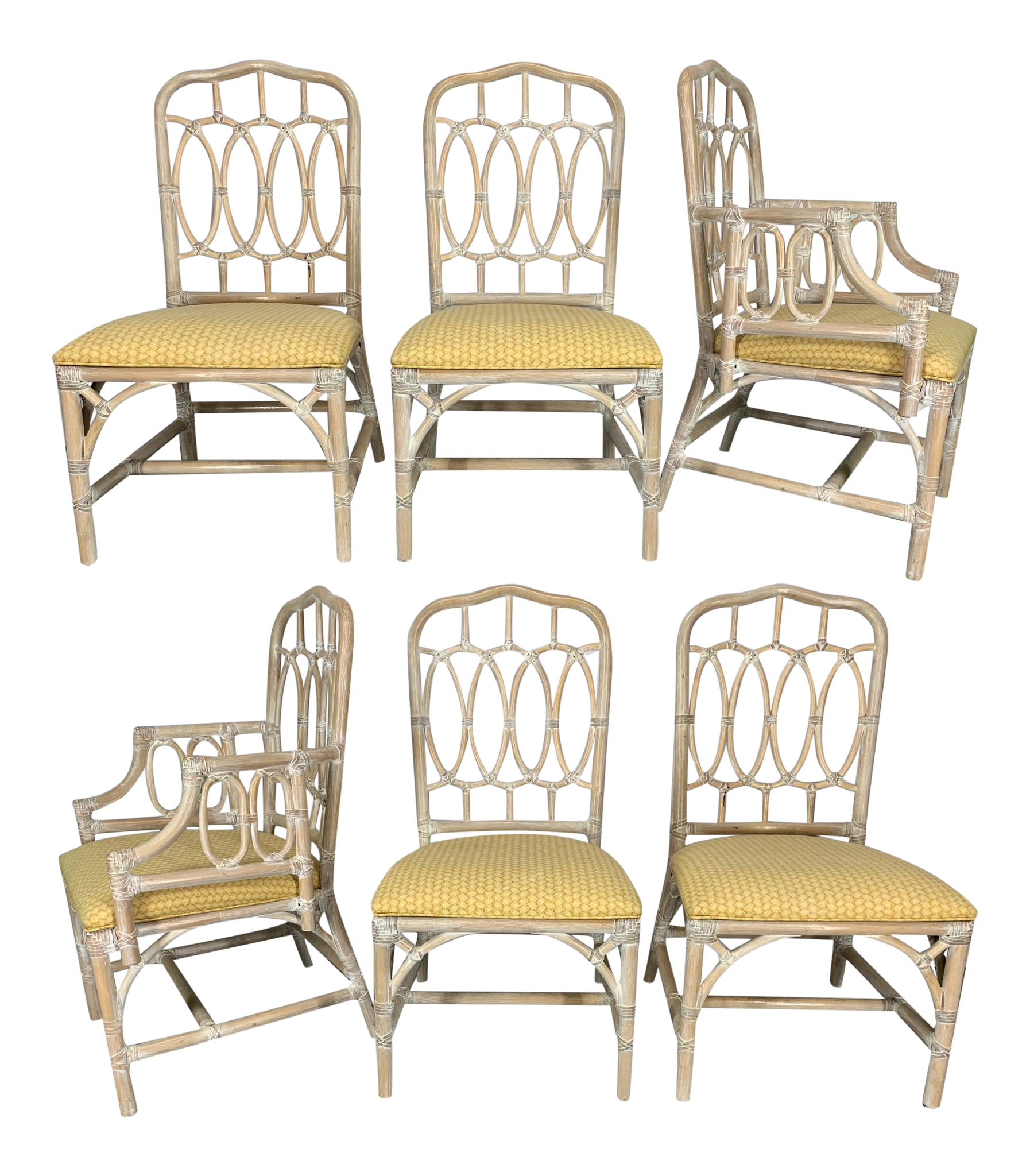 Rattan Loop Back Dining Chairs by Lexington, Set of 6