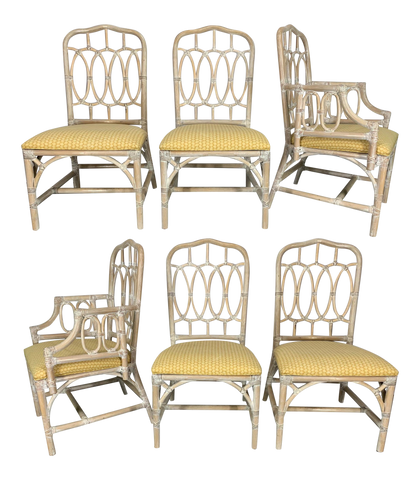 Rattan Loop Back Dining Chairs by Lexington, Set of 6