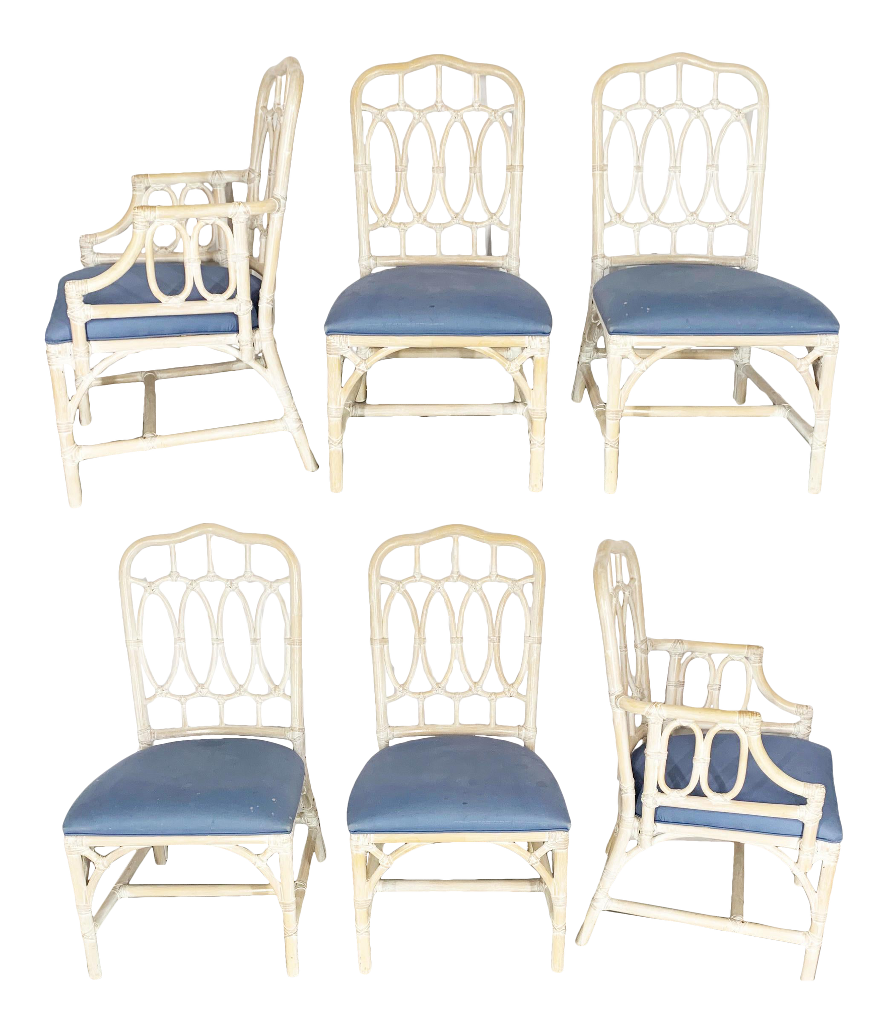 Rattan Loop Back Dining Chairs by Lexington - Set of Six