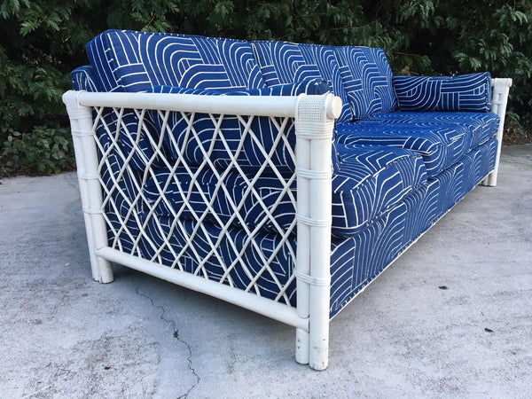 Rattan Mid Century Tuxedo Sofa bamboo