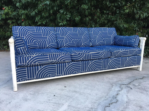 Rattan Mid Century Tuxedo Sofa fabric