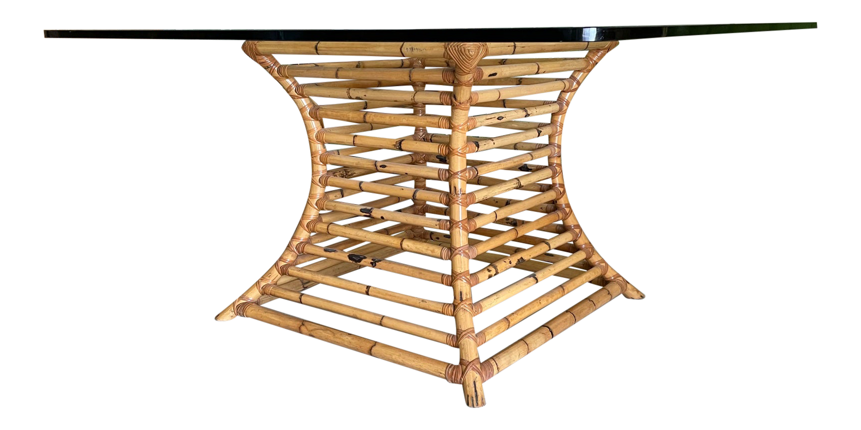 Rattan Pedestal Dining Table by Henry Olko, Circa 1975