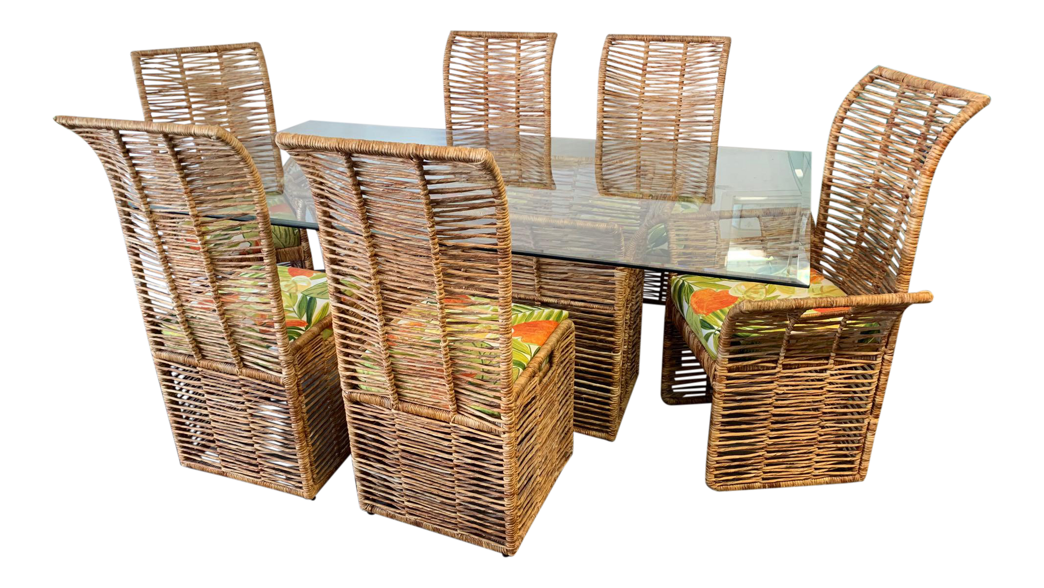 Rattan Rope Wrapped 7-Piece Dining Set