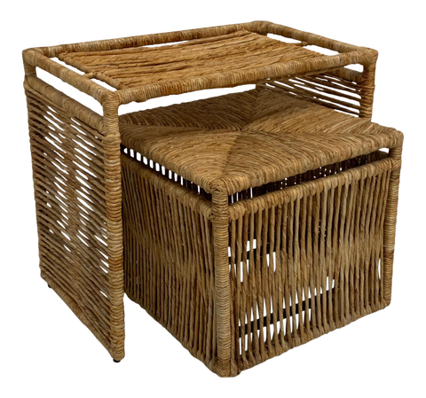 Rattan Rope Wrapped Nesting Tables