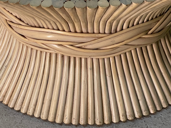 Rattan Sheaf of Wheat Coffee Table in the Manner of McGuire close up