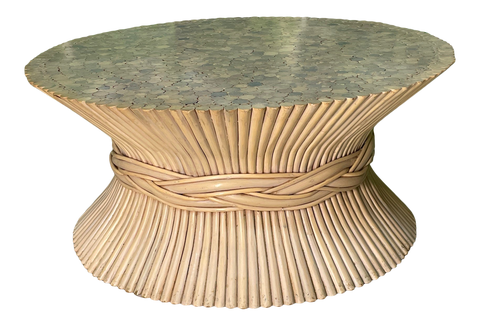 Rattan Sheaf of Wheat Coffee Table in the Manner of McGuire