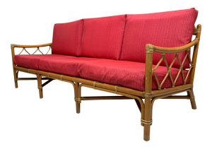 Rattan Tiki Style Chinoiserie Sofa