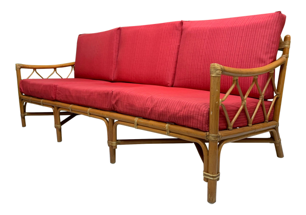 Rattan Tiki Style Chinoiserie Sofa