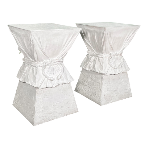 Roped Drapery Form Dining Table Pedestals, a Pair