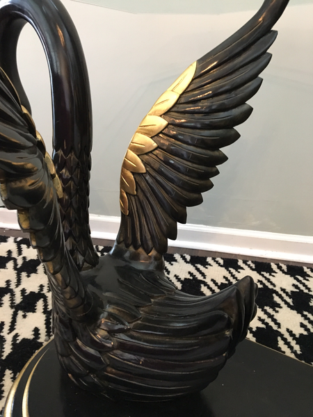 Sculptural Black Swan Statue Dining Table rear view