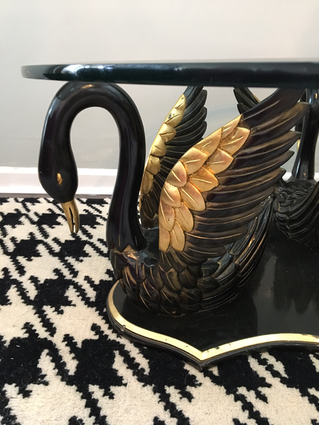 Sculptural Carved Swan Coffee Table side view