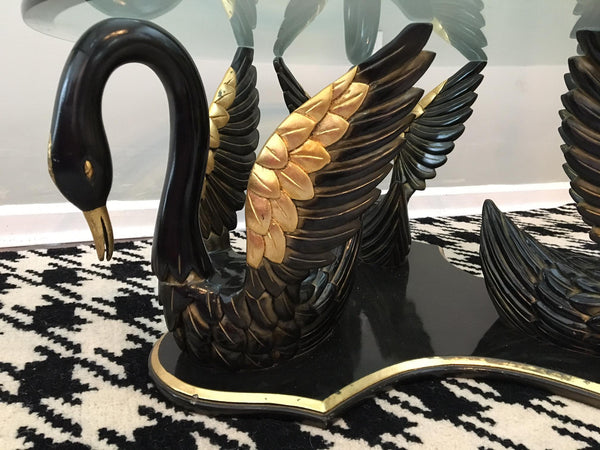 Sculptural Carved Swan Coffee Table detail