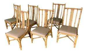 Bentwood Rattan Dining Chairs, Set of 6
