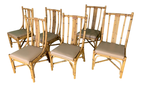 Bentwood Rattan Dining Chairs, Set of 6