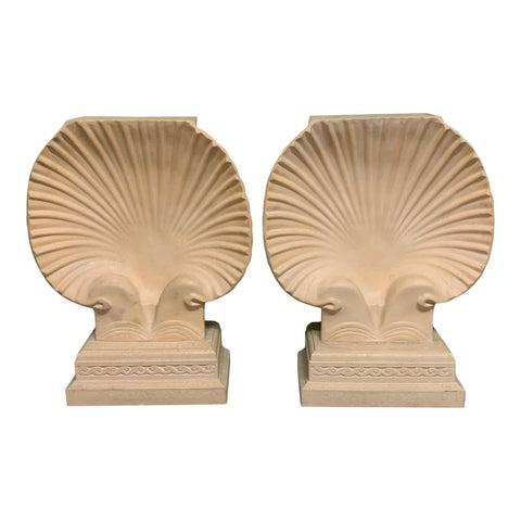 Sculptural Shell Table Base in the Manner of Serge Roche or Grosfield House, a Pair
