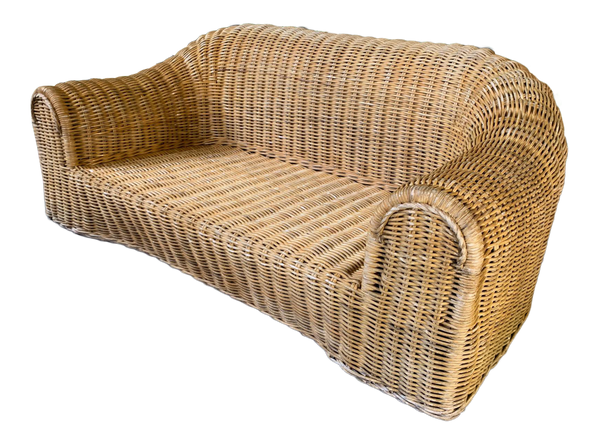 Sculptural Wicker Sofa in the Manner of Michael Taylor