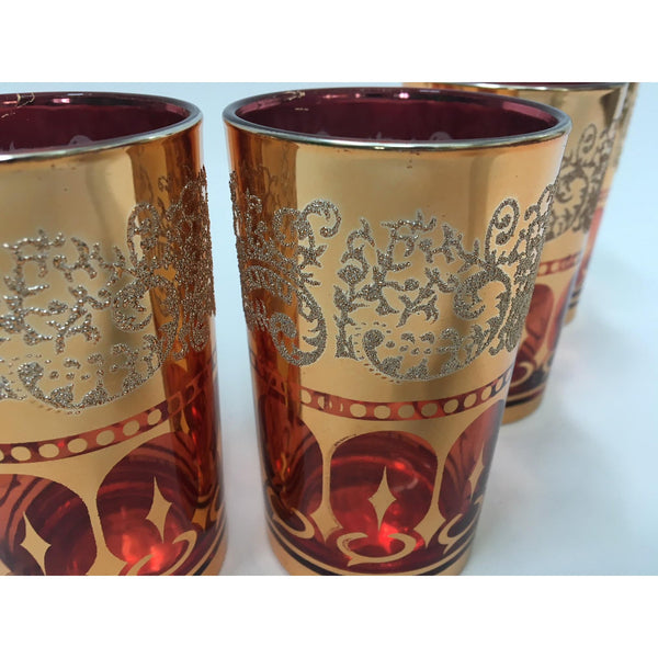 Vintage Dynasty Gold Leaf Barware Glasses in Original Box side view